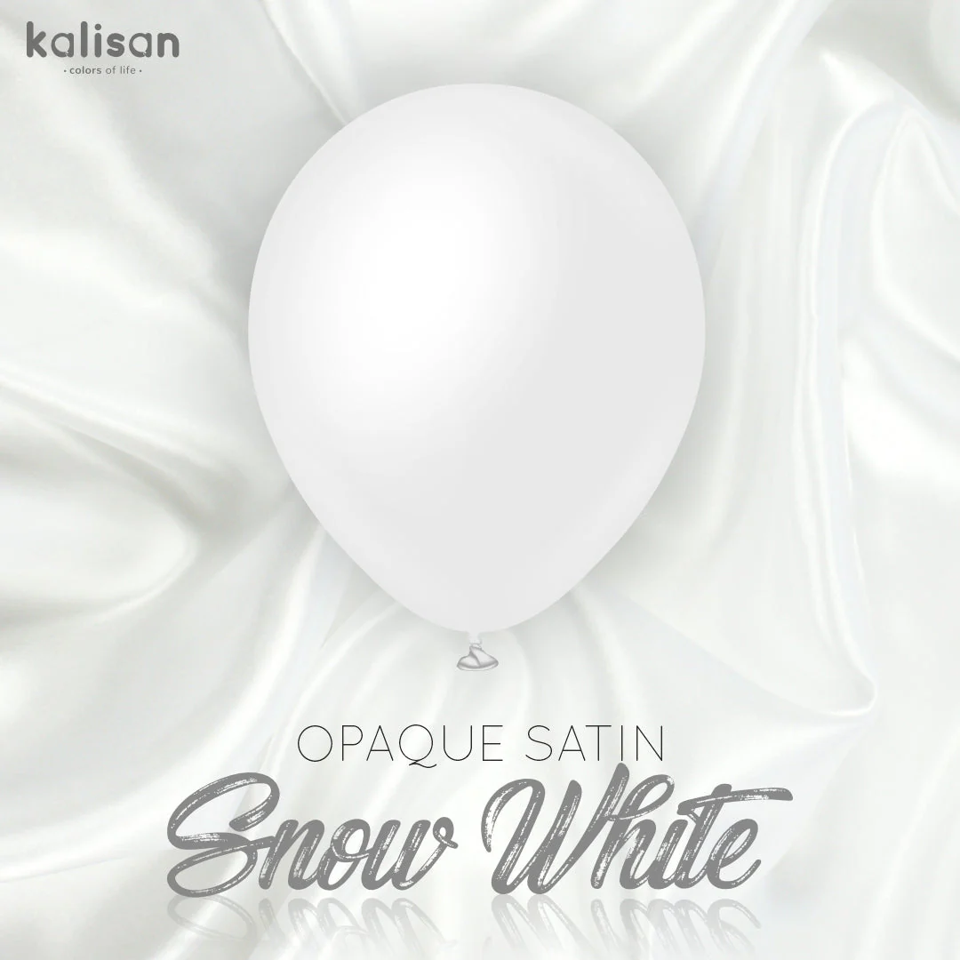 260K Nozzle Up Kalisan Twisting Latex Balloons Opaque Satin Snow White (50 Per Bag) - Image 3