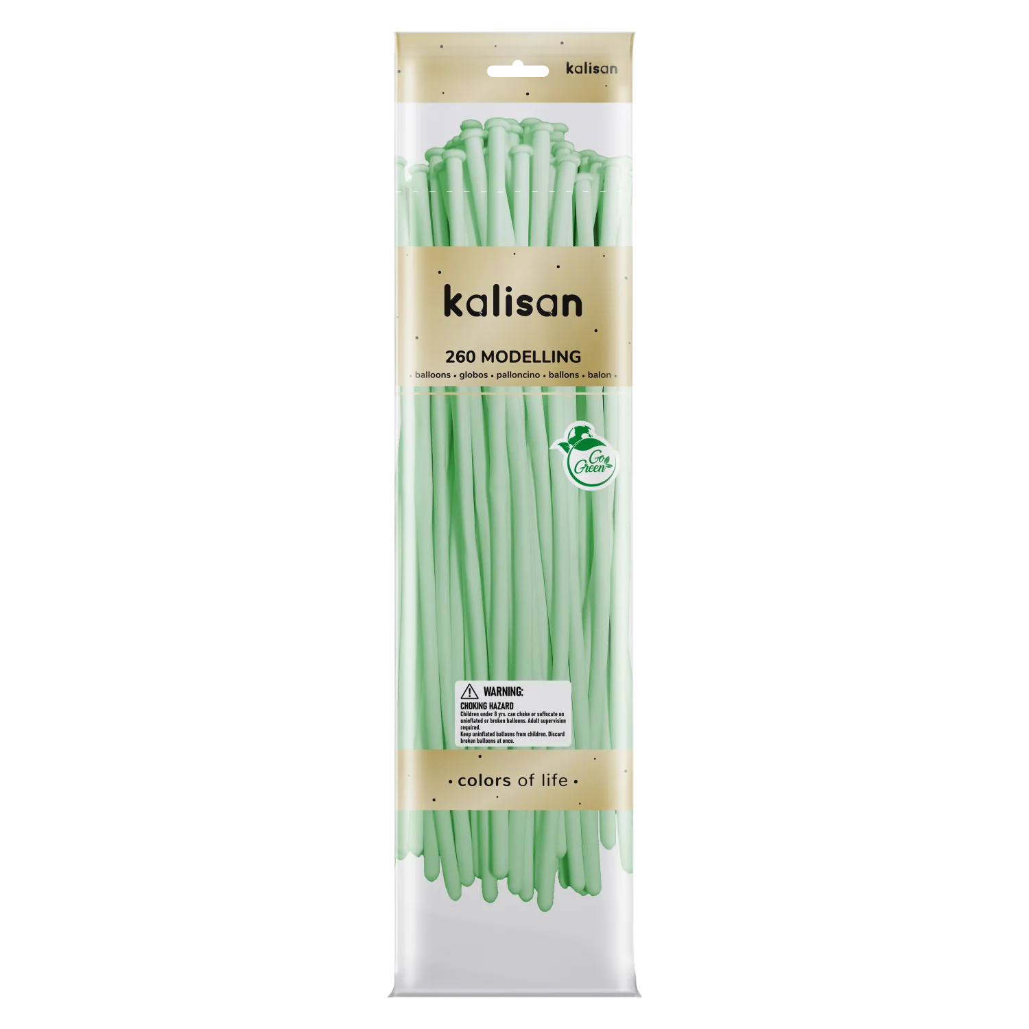 260K Nozzle Up Kalisan Twisting Latex Balloons Pastel Matte Macaron Green (50 Per Bag)