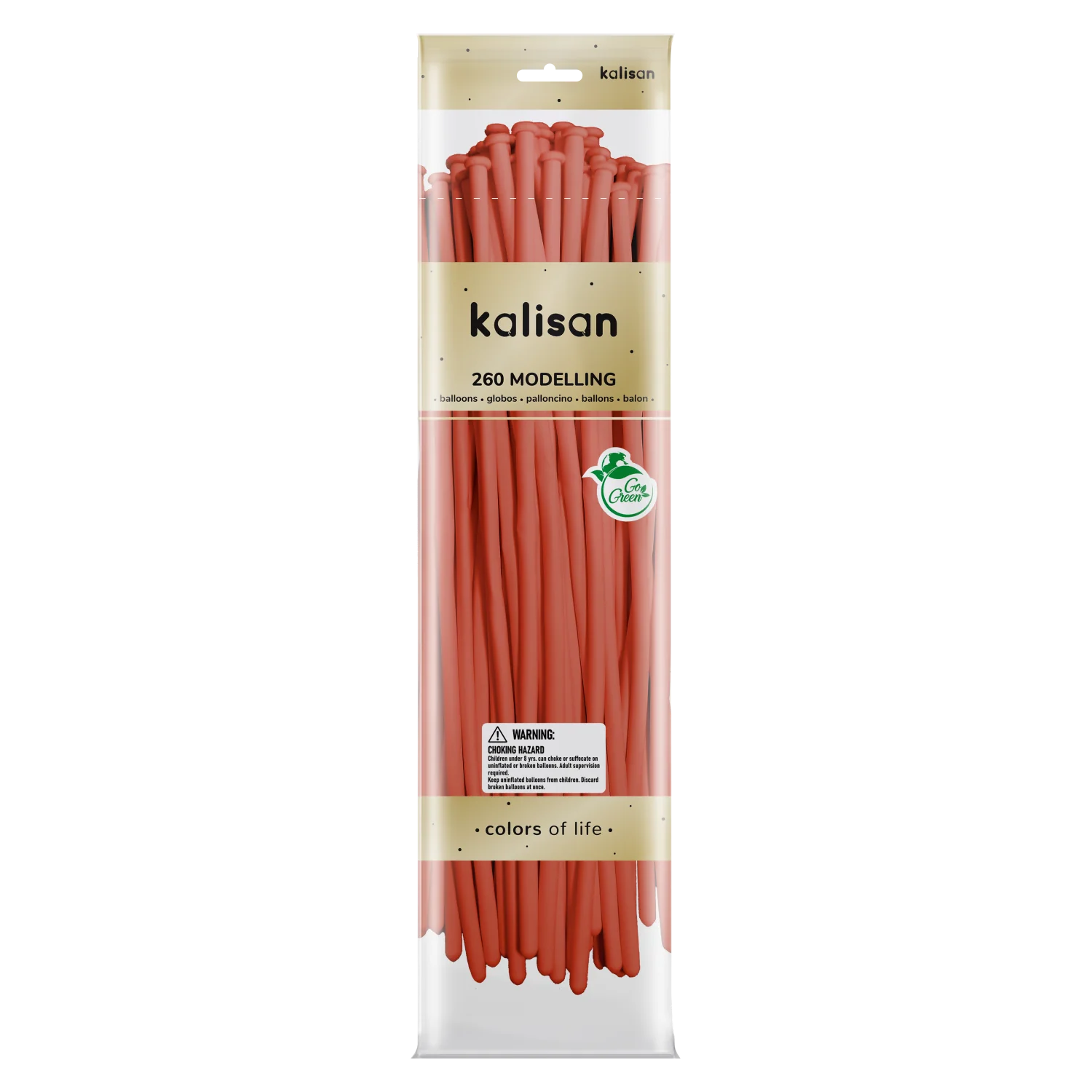 260K Nozzle Up Kalisan Twisting Latex Balloons Standard Coral (50 Per Bag)