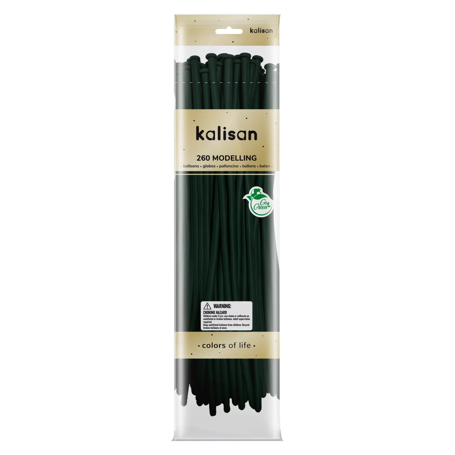 260K Nozzle Up Kalisan Twisting Latex Balloons Standard Dark Green (50 Per Bag)