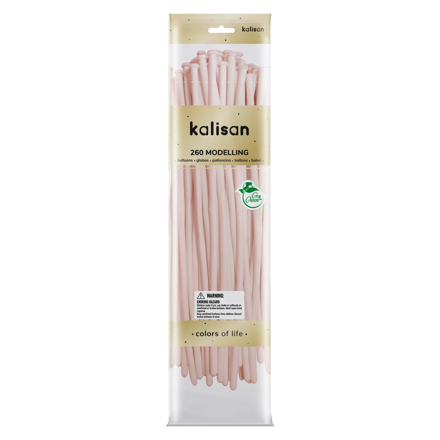 260K Nozzle Up Kalisan Twisting Latex Balloons Standard Macaron Pale Pink (50 Per Bag)