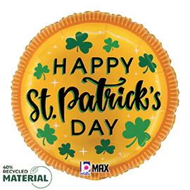 18" Max Float 40% Recycled St Pat's (Patricks) Gold Coin Foil Balloon