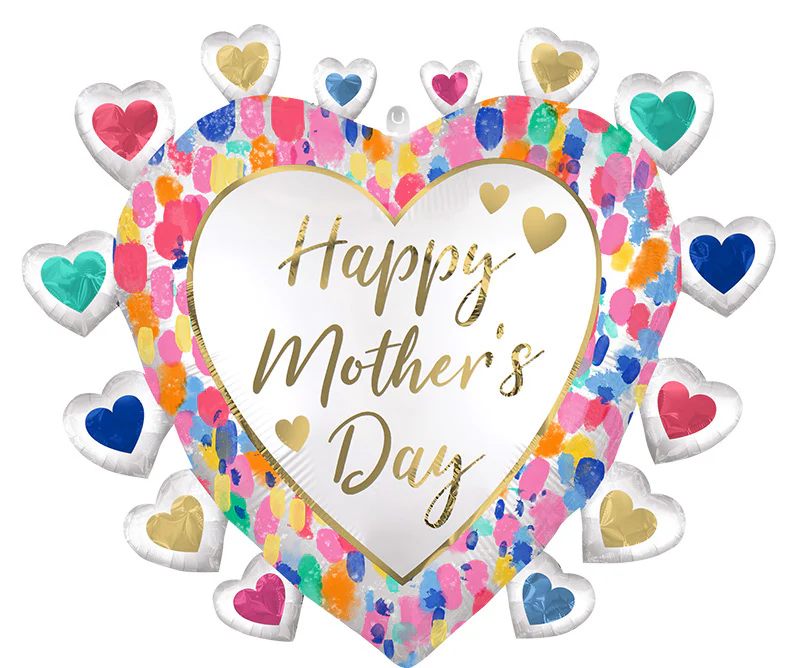 27" SuperShape Satin Happy Mother's Day Colorful Watercolor Foil Balloon