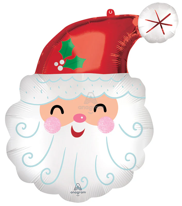 27" SuperShape Smiley Satin Santa Head Foil Balloon