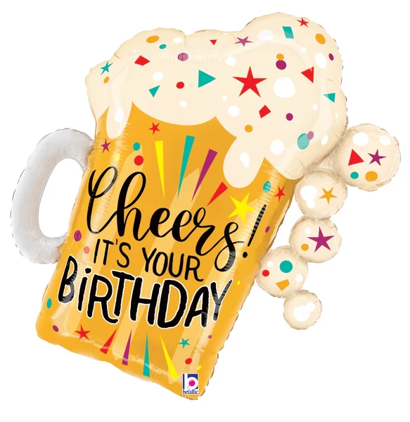 27" Birthday Fun Confetti Beer Foil Balloon