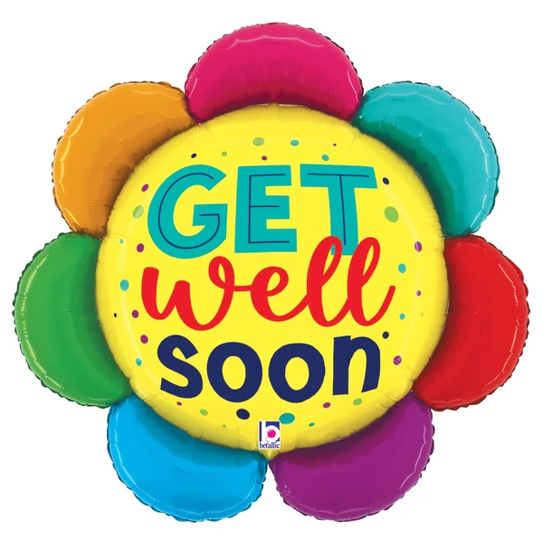 27" Get Well Colorful Flower Foil Balloon
