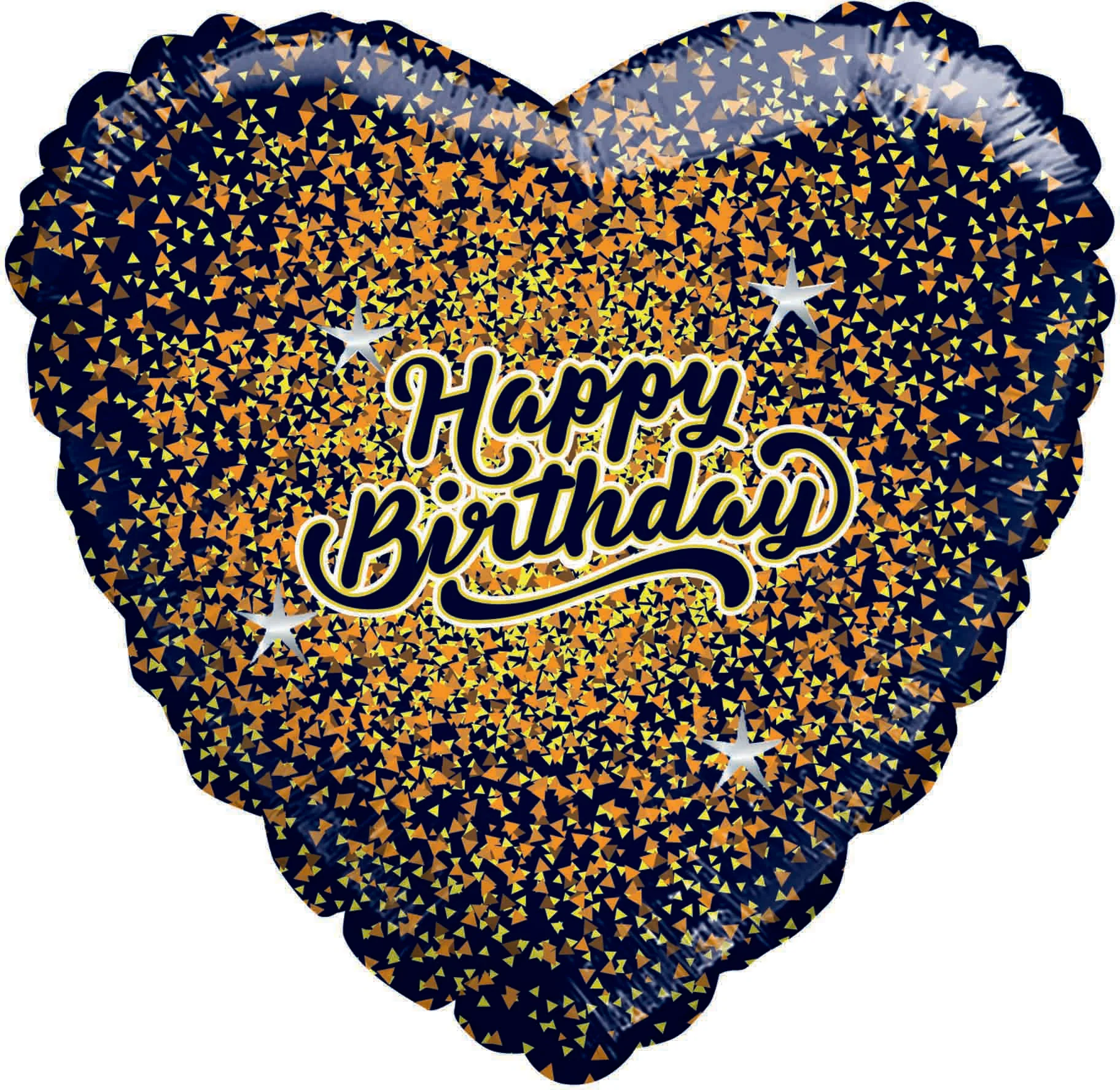 28" Happy Birthday Speckled Black Heart Balloon Gold/Rose Gold