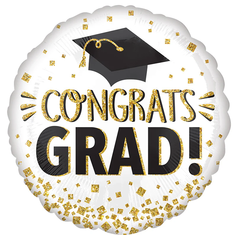 28" Jumbo Congrats Grad Gold Glitter Foil Balloon