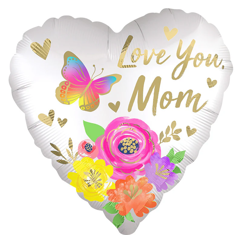 28" Jumbo Love You Mom Satin Floral Foil Balloon