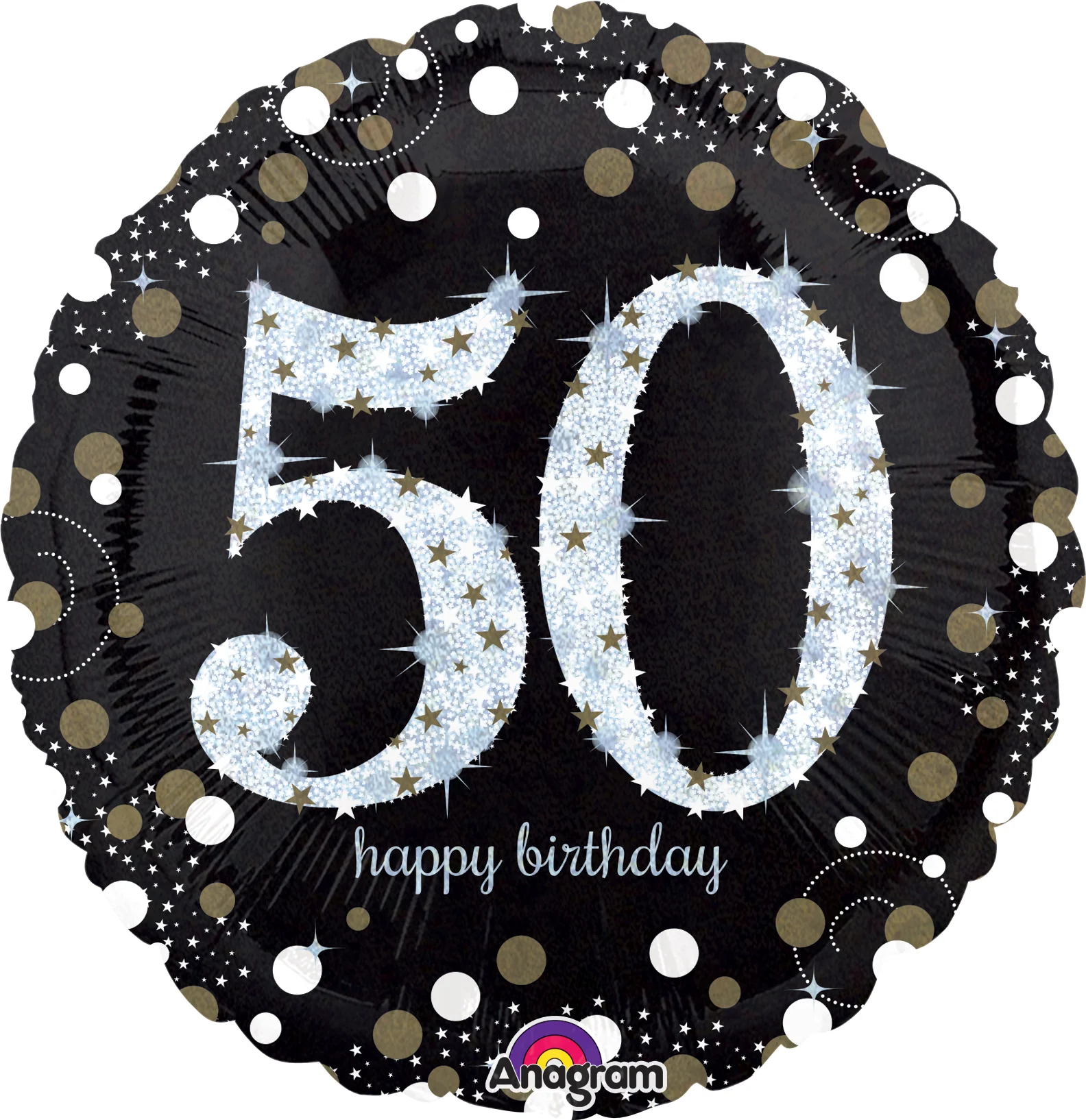 28" Jumbo Sparkling Birthday 50 Balloon Packaged