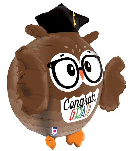 28" Multi-Sided Foil Shape Dimensionals Grad Owl Foil Balloon - Image 6