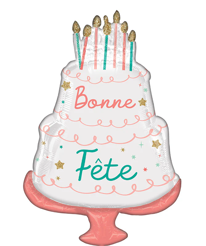 28" Bonne Fête Happy Cake Day Foil Balloon