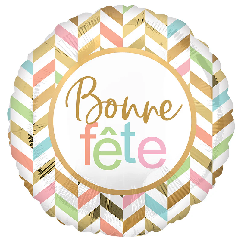 28" Bonne Fête Pastel Celebration Foil Balloon