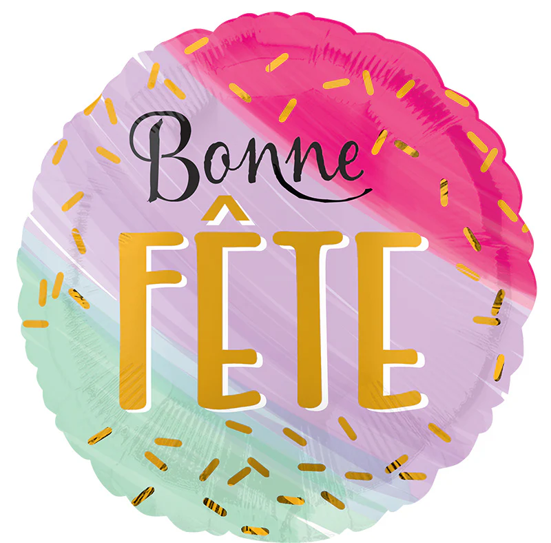 28" Bonne Fête Water Color Foil Balloon