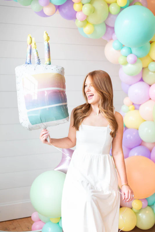 28" Holographic SuperShape Pearlized Birthday Foil Balloon - Image 3