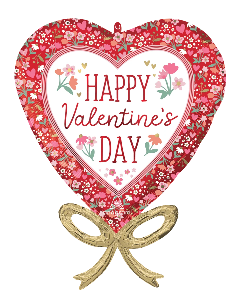 28" Jumbo Happy Valentines Day Boho Bow Foil Balloon