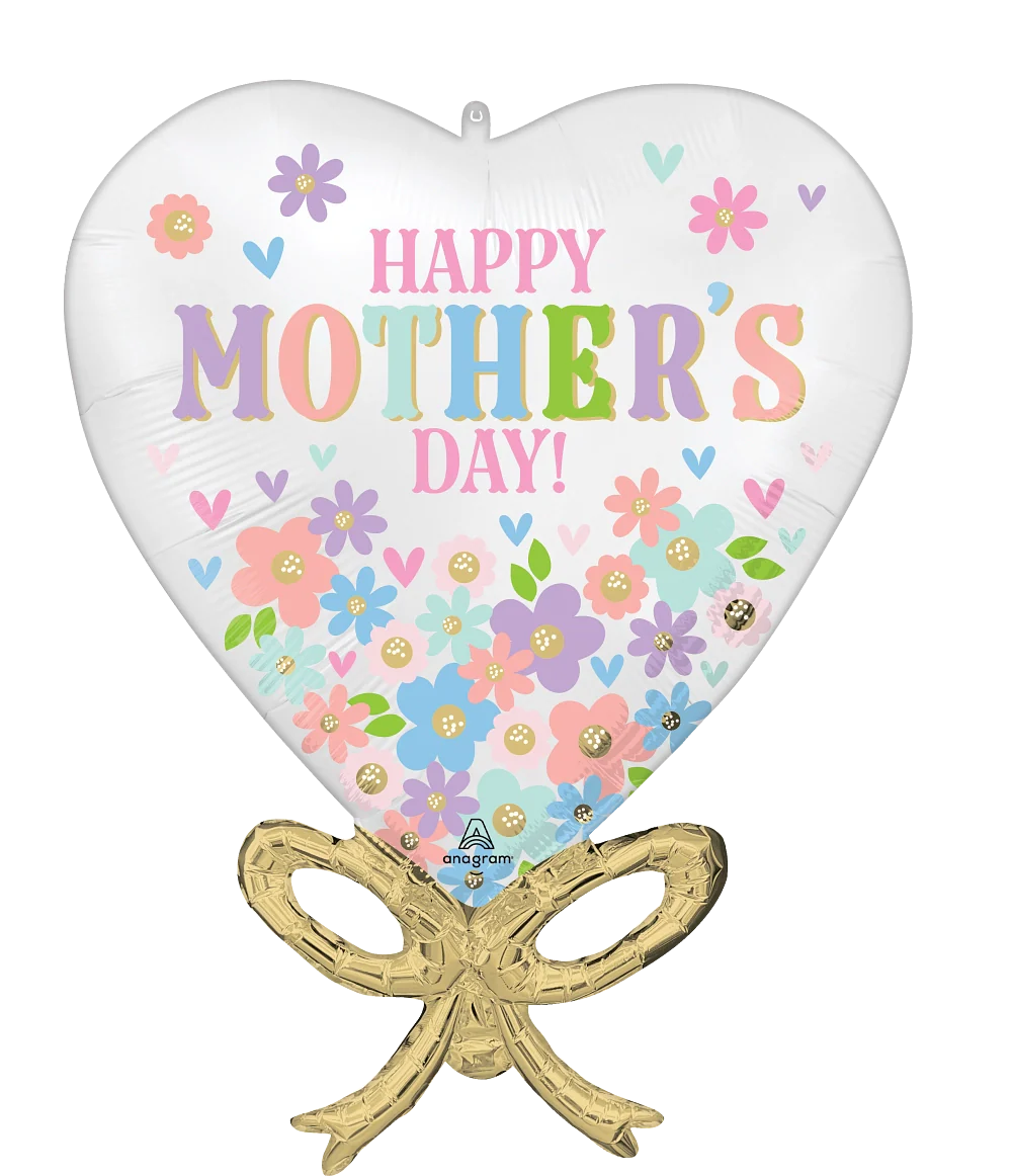 28" Jumbo Satin Happy Mother's Day Daisy Chain Bow Foil Balloon