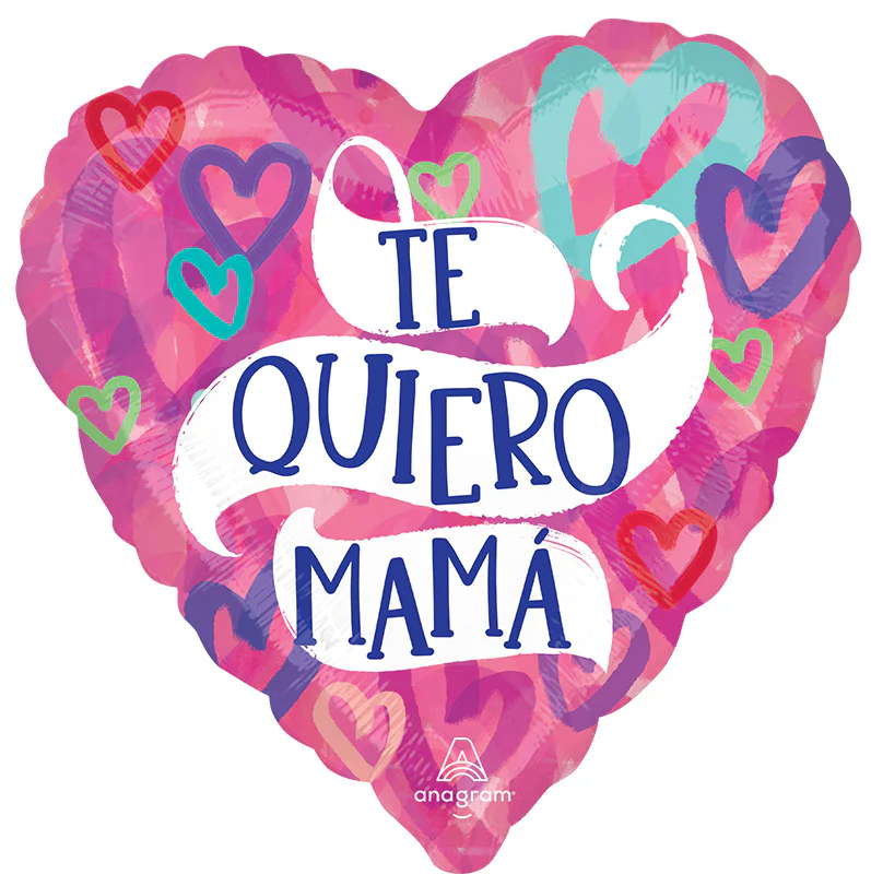 28" Te Quiero Mama Layered Hearts Jumbo Foil Balloon