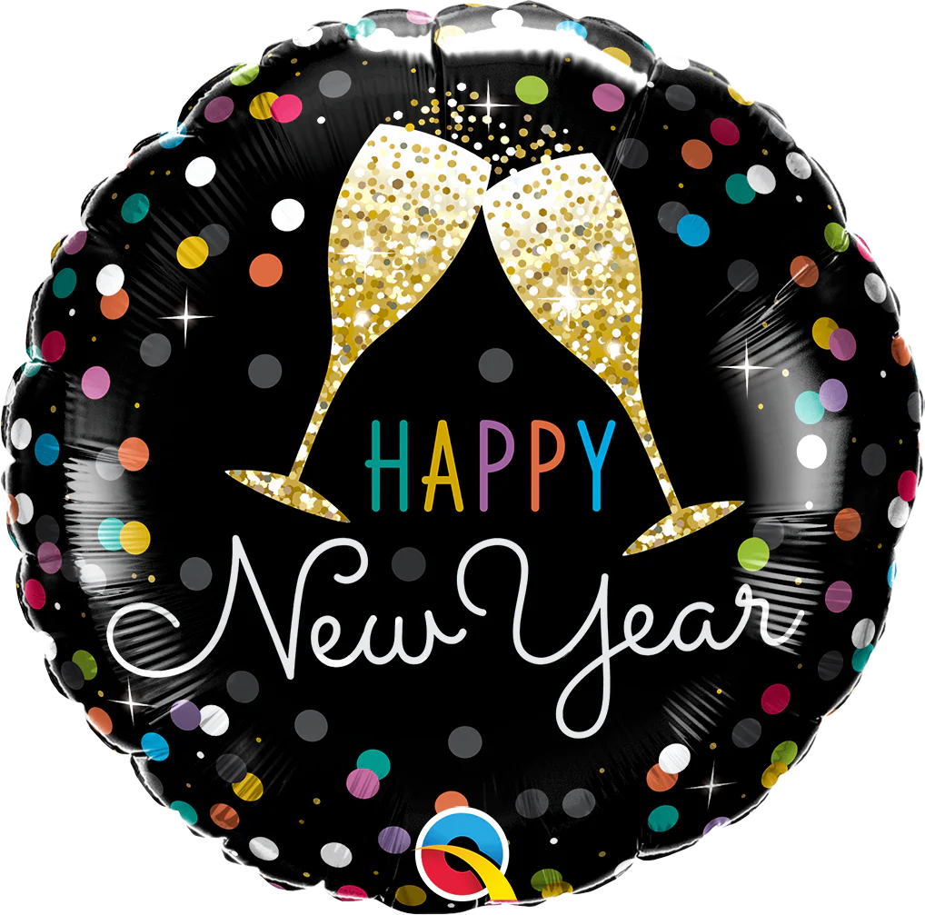 18" New Year Bubbly Wine Toast Foil Balloon