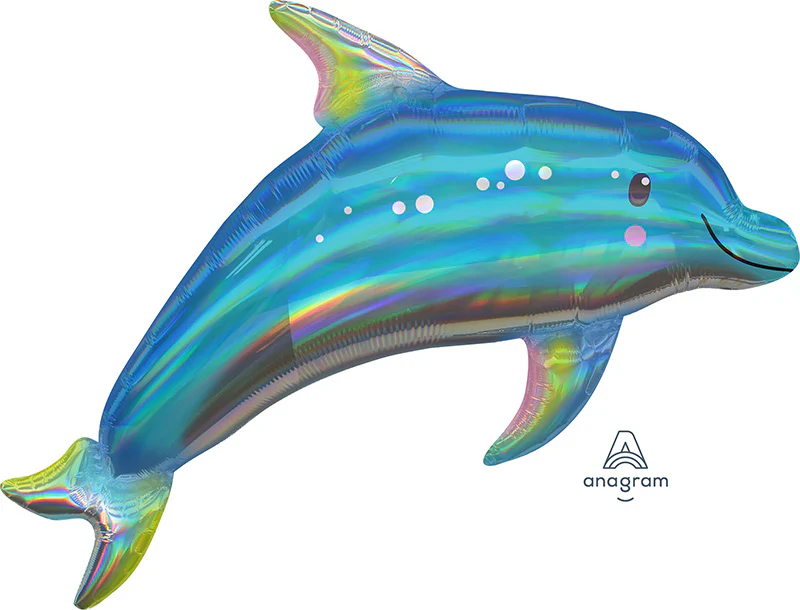 29" Iridescent Blue Dolphin Holographic Foil Balloon