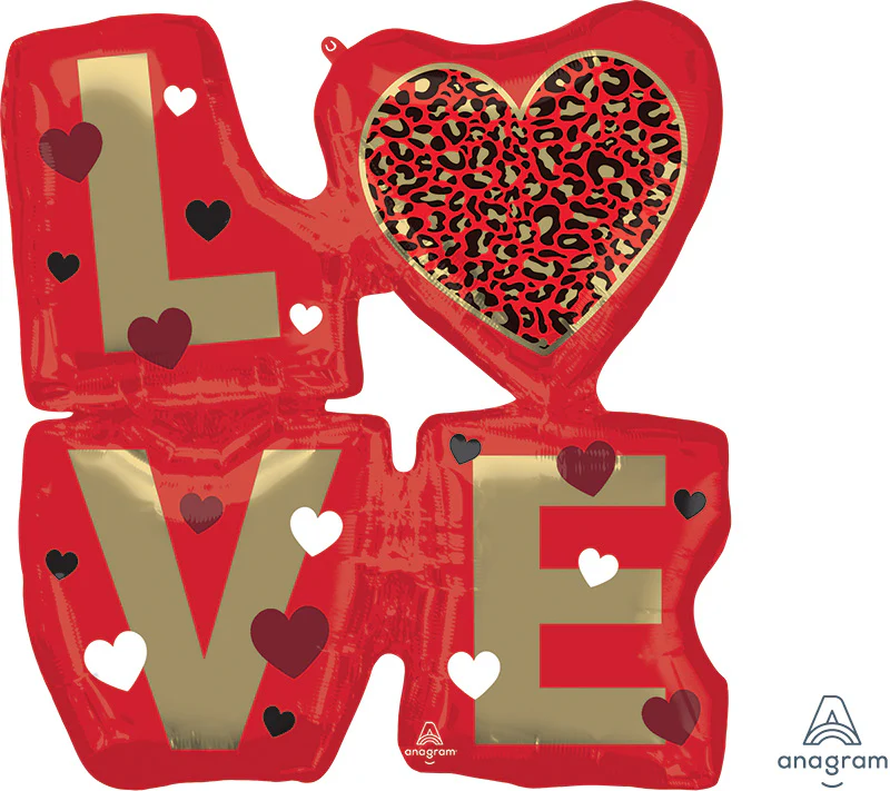 29" SuperShape Love Animal Print Foil Balloon