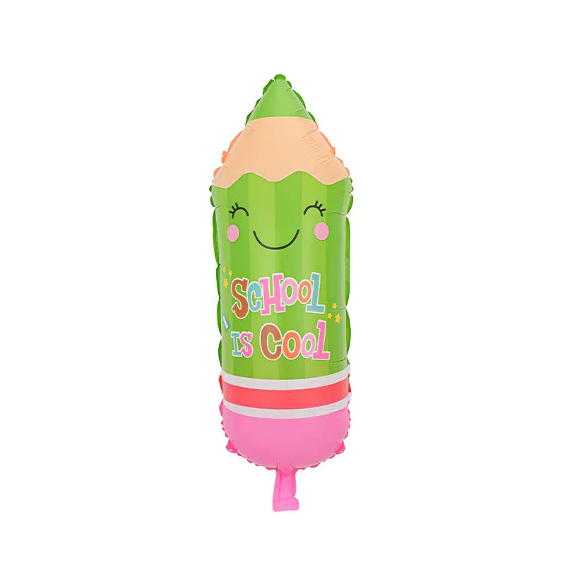 29" School is Cool Green Pencil with Eraser Foil Balloon