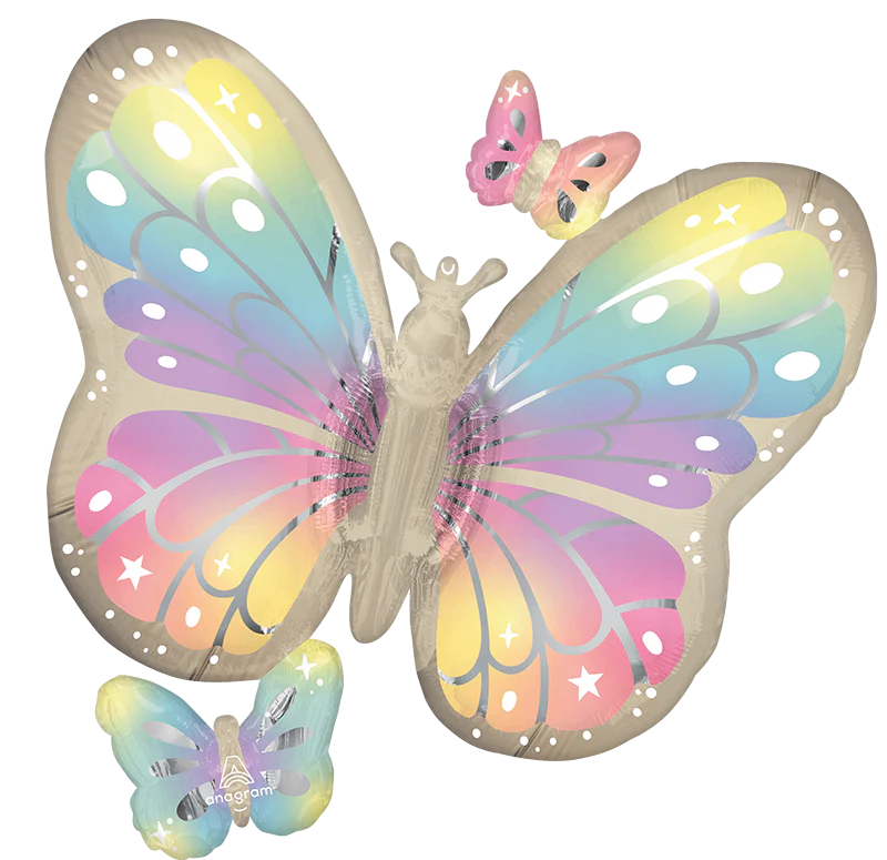 29" SuperShape Satin Fluttering Dreams Butterflies Foil Balloon