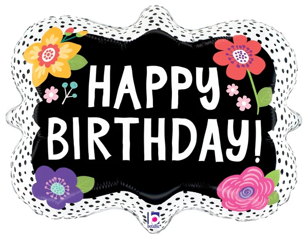 30" Foil Shape Flower Birthday Dots Foil Balloon