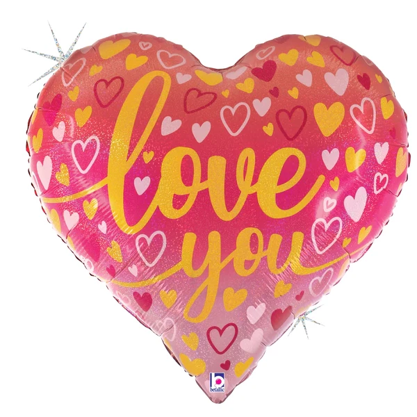 30" Jumbo Balloon Holographic Ombre Love You Heart Foil Balloon