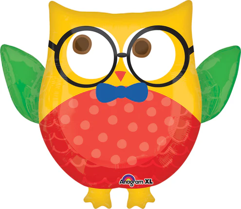 30" Jumbo Hip Hip Hooray Grad Owl Balloon Packaged