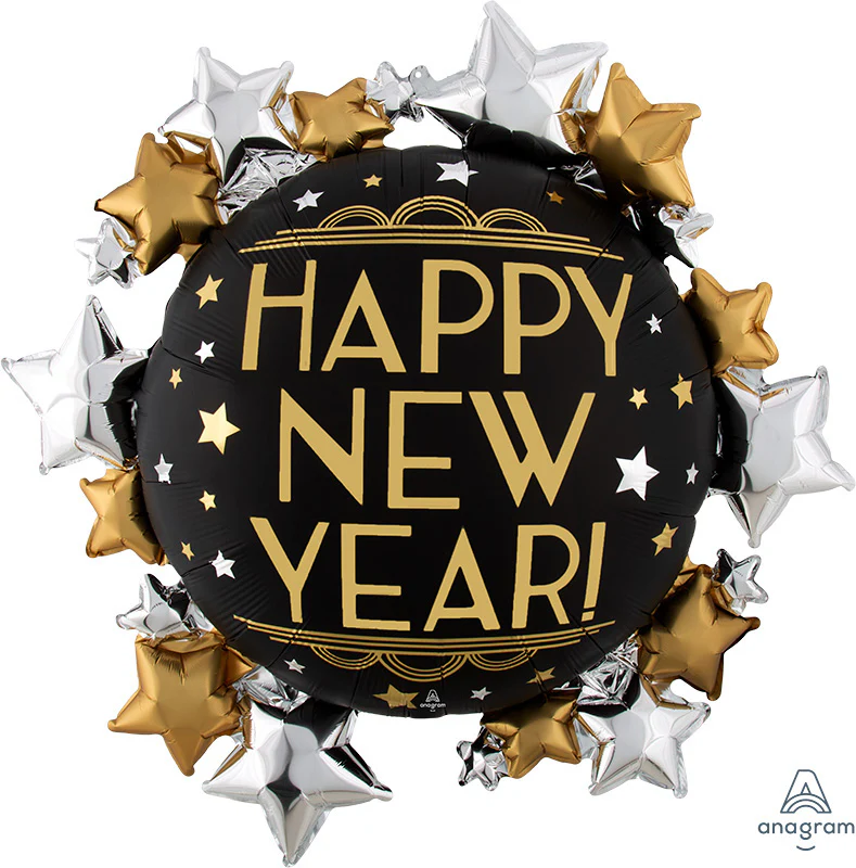 30" SuperShape Satin Infused New Year Foil Balloon