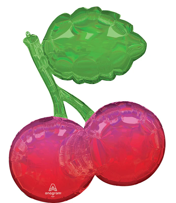 30" Fruity Mix Iridescent Cherries Holographic SuperShape Foil Balloon