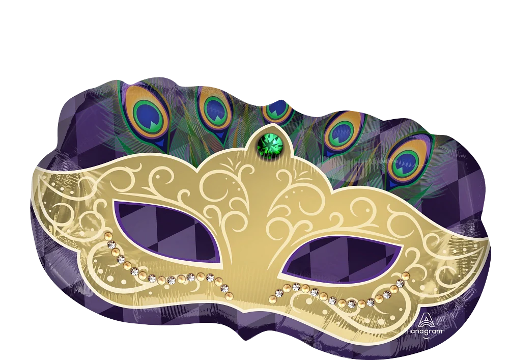 30" Jumbo Mardi Gras Mask Foil Balloon