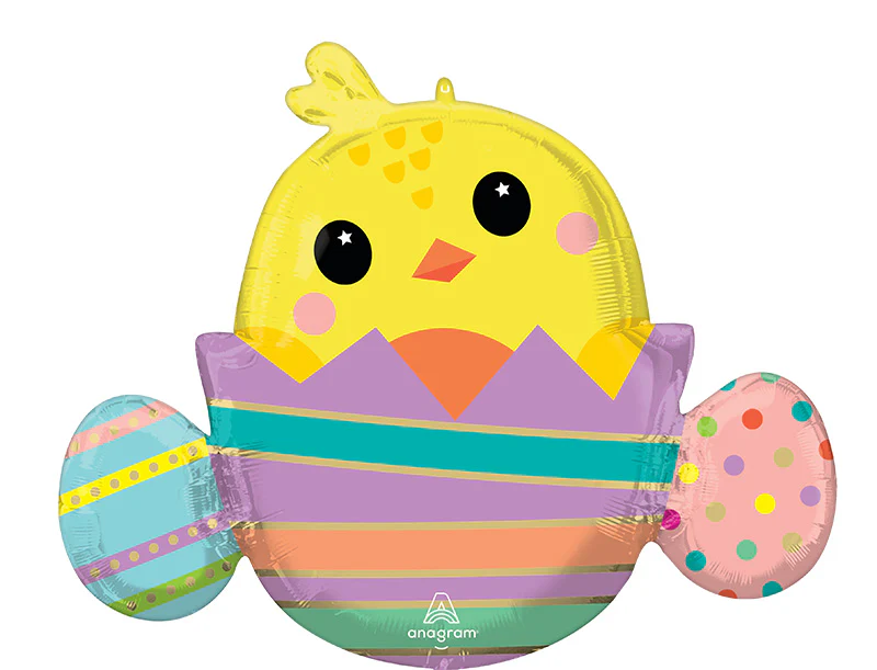31" Chicky in Striped Egg Foil Balloon