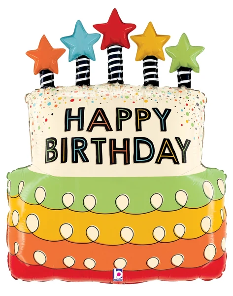 31" Foil Shape Candle Stars Birthday Cake Foil Balloon