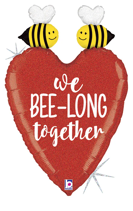 31" Holographic Balloon Glittering We Bee-Long Together