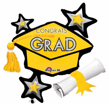 31" SuperShape Congrats Grad Yellow Cluster Balloon