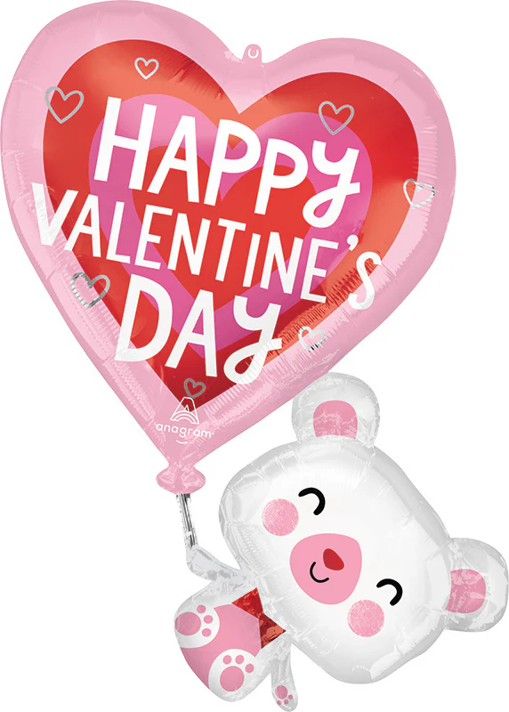 31" SuperShape Floating Valentine's Bear Foil Balloon