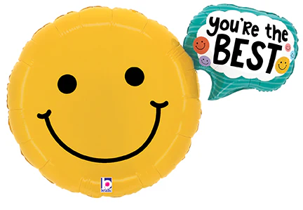 31" You're the Best Smiley Foil Balloon