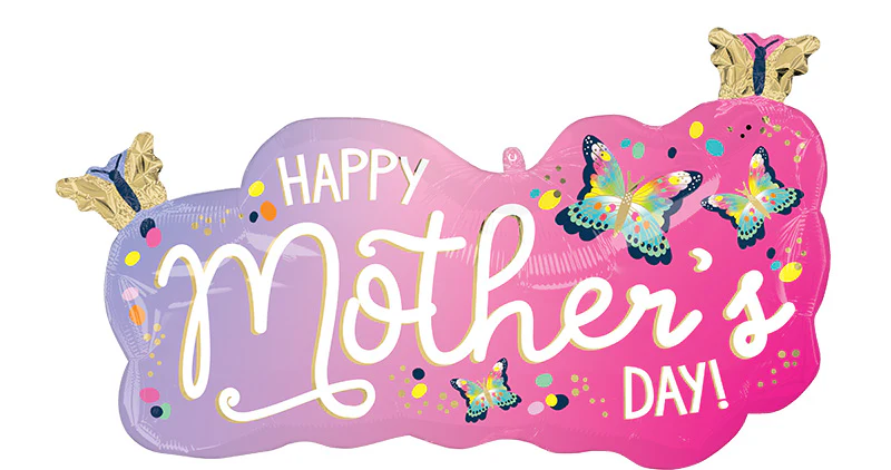 31" Happy Mother's Day Vibrant Flutters SuperShape Foil Balloon