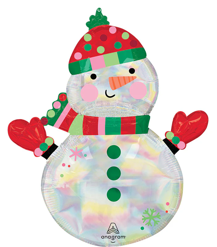 31" Holographic SuperShape Shimmering Iridescent Snowman Foil Balloon