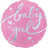 32" Baby Girl Script Jumbo Holographic Balloon