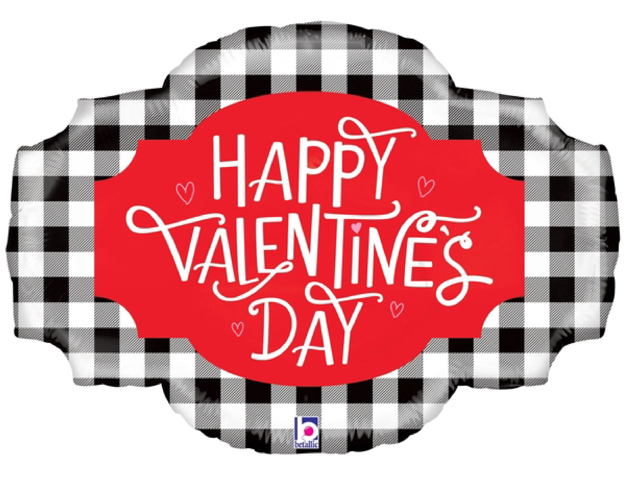 32" Foil Balloon Shape Buffalo Plaid Valentine