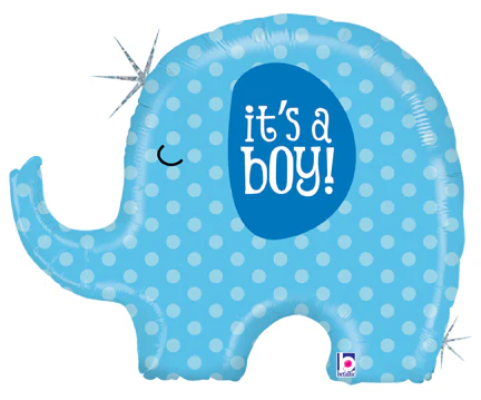 32" Holographic Shape It's A Boy Elephant Balloon