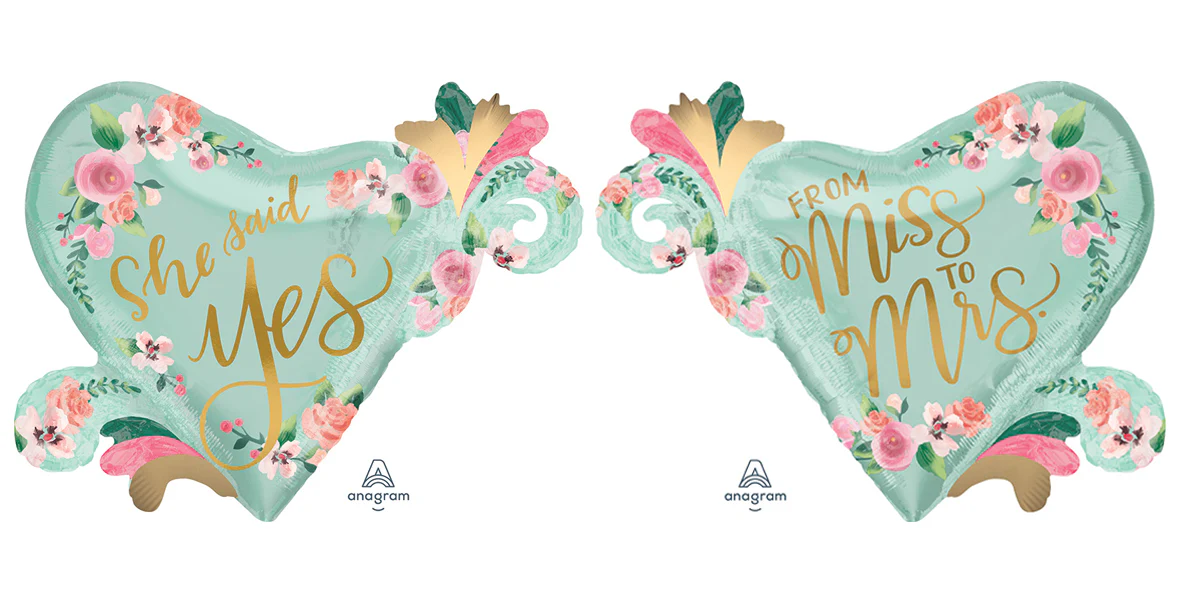 32" Jumbo From Miss to Mrs. Mint to Be Foil Balloon