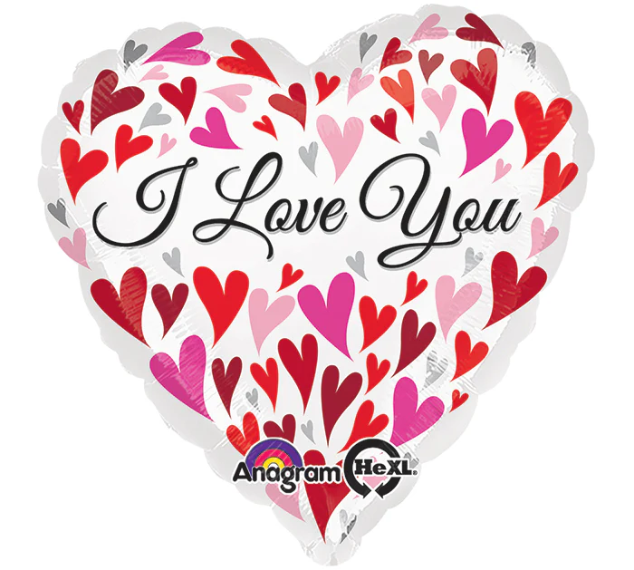 32" Jumbo Love You Happy Hearts Balloon