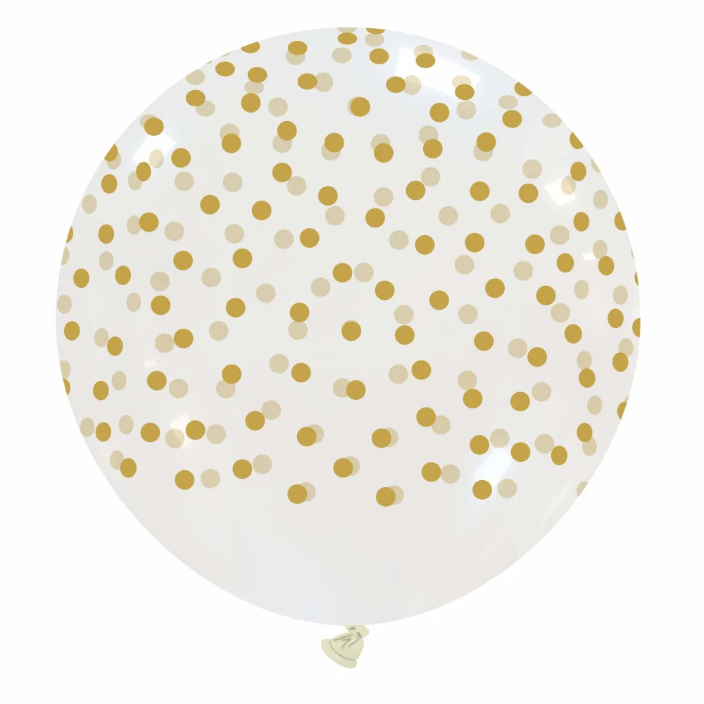 32" Confetti Rain Gold Print All Around (1 Per Bag) Cattex Brand Latex Balloons