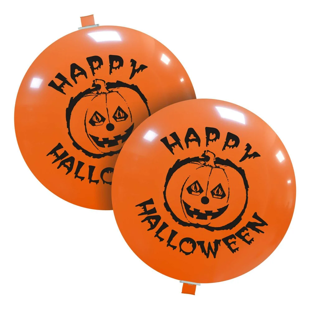 32" Halloween Orange Neck Up 2 Sided (1 Per Bag) Cattex Brand Printed Latex Balloons