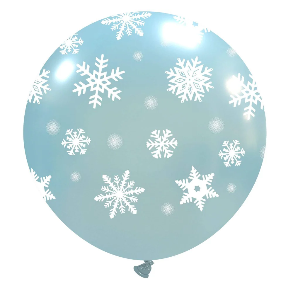 32" Icy Snowflakes Sky Blue All Around (1 Per Bag) Cattex Brand Printed Latex Balloons