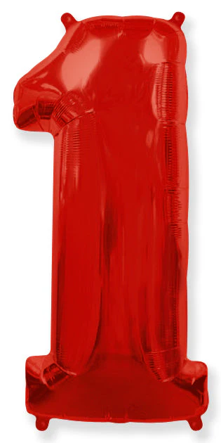 32" Inflated (40" Uninflated Approx) Flexmetal Foil Balloon Number "1" Red